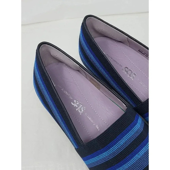 SAS Brenda Pumps Blue Striped Fabric Comfort Shoes Dress Women's Size 7W - Picture 4 of 9